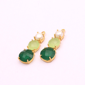 Esmeralda, Prehnite Multi gema arete par componentes Single Bail Finding Connector - Product Image 2