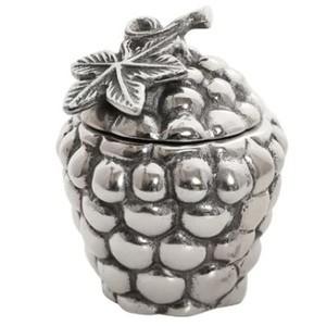 Boîte à confiture en métal argenté de style Mauro Manetti des années 1970, en forme de grappe de raisin, 4x4x6 pouces, articles de cuisine, décoration de la maison - Product Image 1