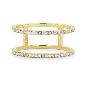 Doble fila Micro Pave moda CZ diamante plata anillos rodio plateado para boda o fiesta estilo clásico - Product Image 1