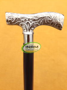 Canne à marche en bois pliable, 1 unité, style vintage sculpté à la main, avec poignée derière de styliste - Product Image 4