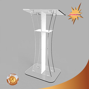 Podio acrílico transparente de fácil montaje para suelo, con parte trasera abierta y estante, podio de púlpito para Iglesia - Product Image 3