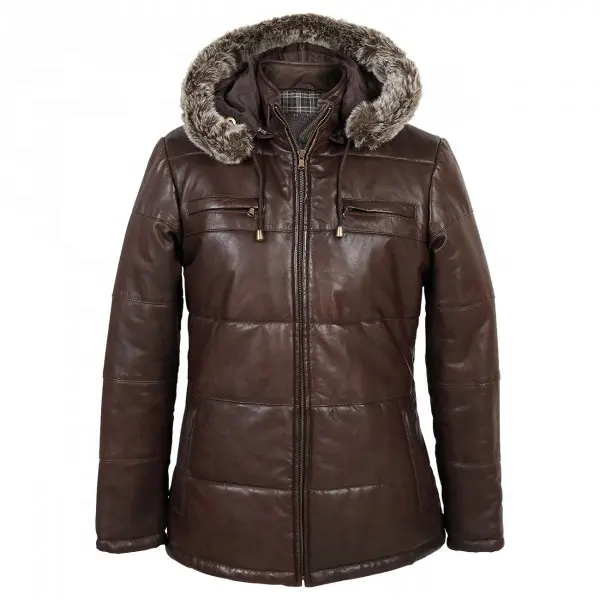 Women Hooded Leather Jacket