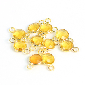 Citrine Quartz Gemstone 8 MM Lunette Ronde Connecteur Double Bail Boucle Fine Bijoux Pendentifs Charmes - Product Image 6
