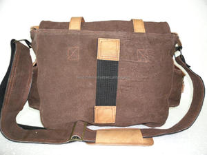 Estilo Vintage Vax Lona con bolso de cuero Especioso Personalizado y personalizable Crossbody Messenger Satchel Bolso de hombro - Product Image 3