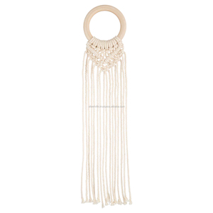 Cordón de cuerda de algodón 100% y servilleteros de madera para Decoración de mesa de comedor de Hotel servilletero de macramé hecho a mano - Product Image 4