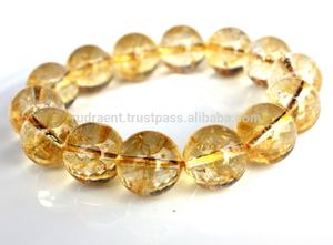 Pulsera elástica de cuentas redondas de 14mm de citrino, brazaletes religiosos budistas personalizables Unisex para fiestas y regalos - Product Image 3