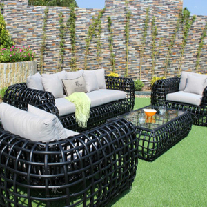 Ensemble canapé moderne en rotin PE pour l'extérieur de la collection Eagle, cadre en aluminium et polyéthylène incroyable pour villa, hôtel, salon de loisirs - Product Image 1