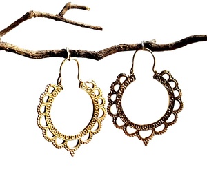 ต่างหูห่วงทองเหลืองสไตล์ยุโรปและอินเดียต่างหูรูปทรงเรขาคณิตไม่ซ้ำใครต่างหูรูปทรงเรขาคณิตแบบอินเดีย - Product Image 1