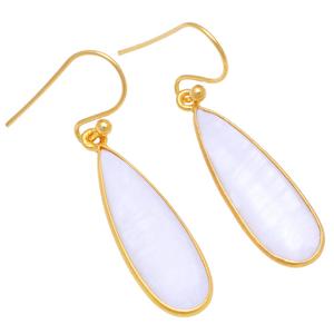 ต่างหูแบบฝาลูกแพร์เปลือกหอยเป๋าฮื้อ925สีทองสำหรับงานแต่งงานและงานปาร์ตี้ของขวัญสุดเพอร์เฟกต์ - Product Image 4