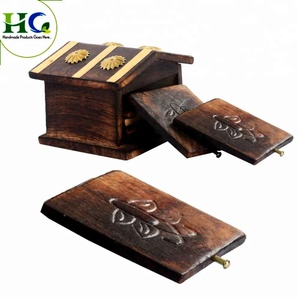 Juego de Posavasos de Madera Hechos a Mano con Caja de Almacenamiento |   Posavasos Decorativos Tallados para Mesa de Centro, Decoración del Hogar, Juego de Regalo - Product Image 3