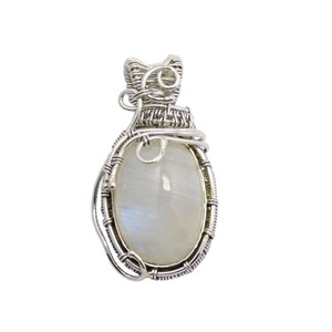 Naturel délicat arc-en-ciel pierre de lune pendentif prix de gros argent bijoux fins pendentifs et breloques collier personnalisé pour elle - Product Image 1