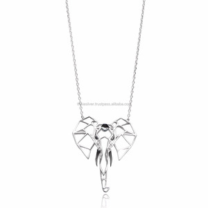 Colgante de elefante de Plata de Ley 925 estilo Origami, collar de joyería para Navidad para mujer - Product Image 1