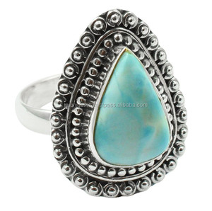 Natural Larimar Marquise รูปร่างโรงงานราคา Custom เงินไทยแหวน Larimar เครื่องประดับ
