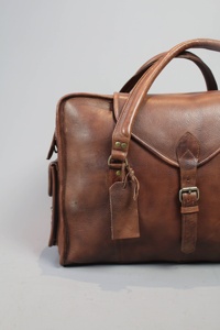กระเป๋าเดินทางสไตล์วินเทจ หนังแท้สีน้ำตาลและผ้าแคนวาส กระเป๋าเดินทางสุดสัปดาห์ หนังแท้ กระเป๋าเดินทางหลากสี-VCS 0002 - Product Image 2