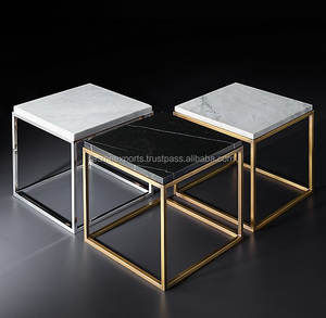 โต๊ะกาแฟสแตนเลสยอดนิยมโต๊ะกาแฟหินอ่อนสีขาวสไตล์ร่วมสมัย - Product Image 4