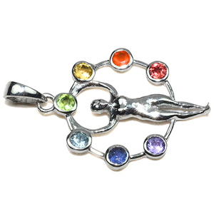 Ravissant pendentifs en forme de Chakra Multi pierre en argent Sterling 925, bijoux en argent Sterling 925, vente en gros - Product Image 3