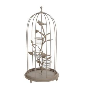 Soporte de vela de hierro rústico, jaula de pájaros - Product Image 1
