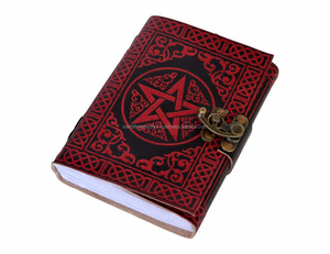 Pentagrama de estrella celta Vintage hecho a mano, diario de cuero genuino en relieve, libro de sombras, cuaderno o diario con páginas blancas en blanco - Product Image 5