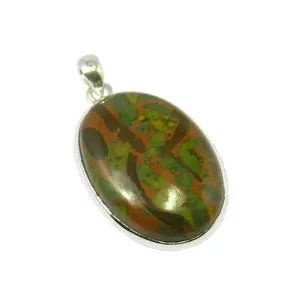 Thiết kế mới trang phục quà tặng trang sức 925 sterling bạc Rừng Mưa jasper đá quý mặt dây chuyền đồ trang sức