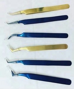 Pinzas para Extensión de Pestañas de Acero Inoxidable al por Mayor, con Recubrimiento de Plasma Azul y Dorado, Pinzas para Pestañas con Etiqueta Privada Personalizada - Product Image 2