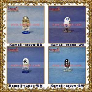 Black polka dots hand blown glass marbles Easter decoration eggs - Product Image 4