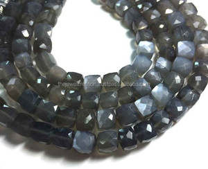 Caja facetada de piedra lunar gris Natural de 7mm y 8mm, hebra de cuentas de piedras preciosas para la fabricación de joyas, collar, pulsera, proveedor a granel, tendencia - Product Image 4