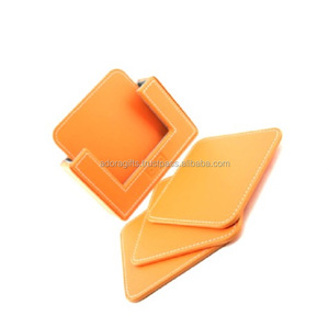 Posavasos de cuero genuino de diseño cuadrado Posavasos de mesa duradero - Product Image 1