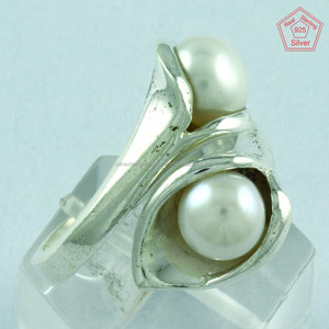 Vente en gros 2017 bague élégante en argent sterling 925 pour femme avec pierre de perle naturelle belle collection Lily - Product Image 3