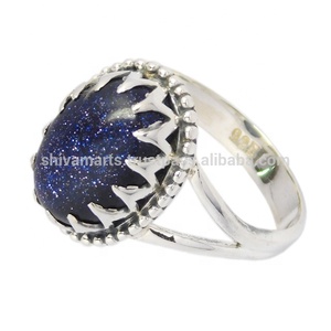 Magnífico aspecto indio hecho a mano plata 925 joyería de ley azul sol Sitara piedra preciosa eternidad Vermeil anillo regalo - Product Image 3