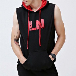 Sudaderas con capucha sin mangas con bolsillos de canguro de diseño personalizado al por mayor, sudadera forrada con tejido de poliéster estampado con características impermeables - Product Image 2
