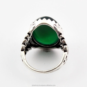 Anillo de plata de primera ley y ónix para mujer, sortija, plata esterlina 925, piedra Natural, ónix verde, piedra preciosa curativa - Product Image 4