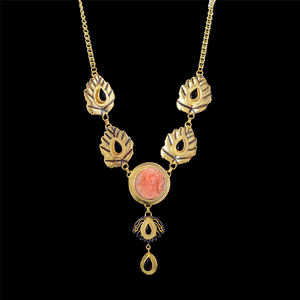 Luxe Plaqué Or Mariée Vintage En Laiton Collier De Fiançailles De Mariage Femmes Poire Forme Noir Onyx Pendentif Collier Bijoux - Product Image 2