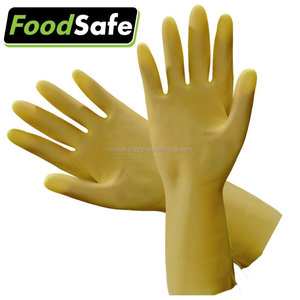 قفازات لاتكس بلون طبيعي غير مبطنة بالكلور قفازات خدمة طعام مطاطية طبيعية ماركة FoodSafe صفعة مستقيمة مضادة للانزلاق بالماء - Product Image 2