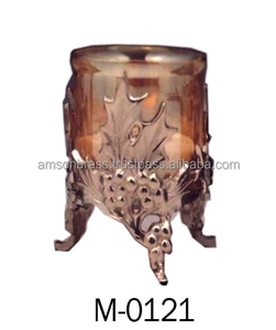 Bougeoir en verre avec support en aluminium - Product Image 4