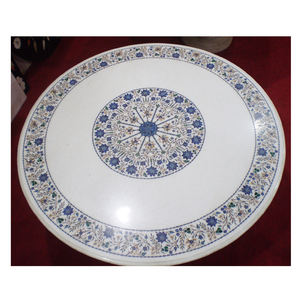 Mesa decorativa con incrustaciones de piedra de mármol para el hogar - Product Image 1