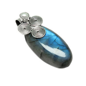 Véritable beauté ovale forme ronde pendentif en argent Sterling 925, vente en gros de bijoux en argent, exportation et grossiste - Product Image 2
