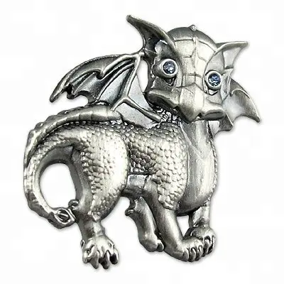 Wholesale 3D lapel pin with antique finish promotional pewter custom metal pin badges high quality