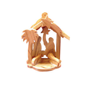 Elegant Olive <b>Wood</b> <b>Nativity</b> Christmas Ornament <b>Set</b> Includes Tree Stand and Accessories 8 cm - Product Image 1