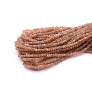 Cuentas de piedra preciosa facetada de piedra lunar de melocotón - Product Image 1