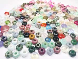 Piedra preciosa facetada con agujero grande verde amazonita, plana y redonda - Product Image 3