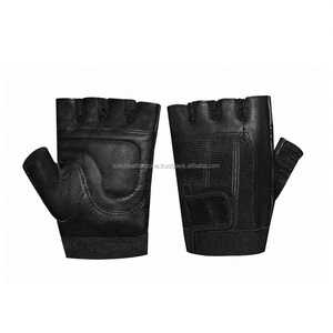 Guantes de gimnasio de cuero de medio dedo para levantamiento de pesas - Product Image 1