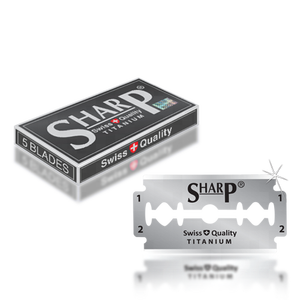 ใบมีดโกนหนวดแบบใช้แล้วทิ้ง ชาร์ป ไทเทเนียม ดูราเบลด แบบสองคม สำหรับใบมีดโกนหนวดสแตนเลสคุณภาพสวิส สำหรับผู้ชาย - Product Image 5