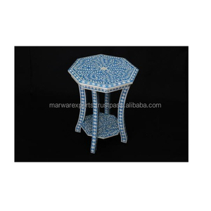 Console d'incrustation d'os de style traditionnel fait à la main petit siège d'accent ottoman pour chambre salon meubles décoratifs pour la maison - Product Image 1