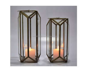 Haute qualité Ins Style petit laiton et verre clair lanterne de noël bougeoirs faits à la main pots décoratifs pour la maison - Product Image 5