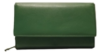 Cartera/Libretas Larga de Cuero Genuino con Bloqueo RFID, Diseño de Caramelo, Cierre de Cremallera, Forro de Poliéster y Flores Bordadas para Mujer