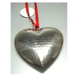 Qualité supérieure Meilleur métal massif finition argentée en forme de coeur Ornement de Noël suspendu design martelé Meilleur prix - Product Image 1