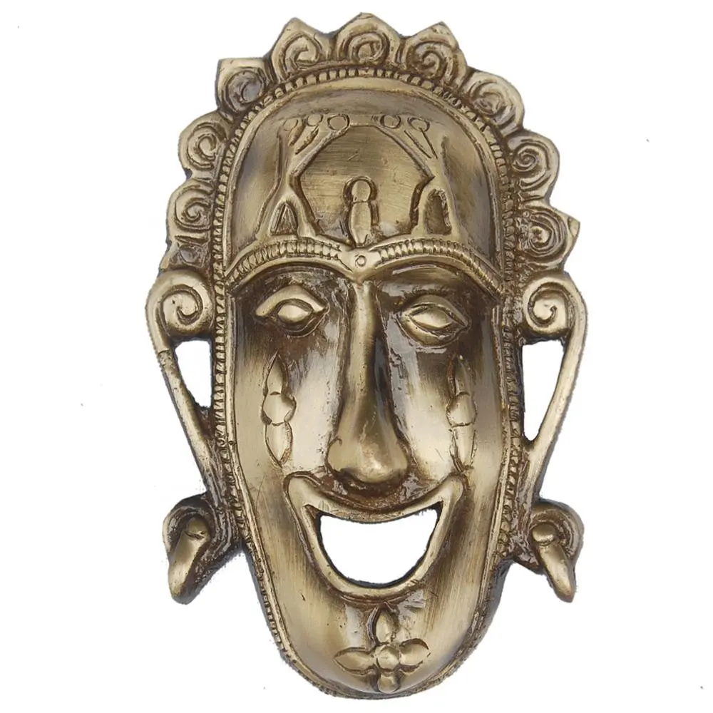Cast metal brass sculpture Laughing Face Wall Decor Sculpture