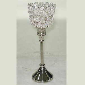 Hot Seller Métal Aluminium Cristal Votive Bougeoir Taille Personnalisée Argent Fini pour Table de Décoration de Pièce Maîtresse de Mariage - Product Image 2
