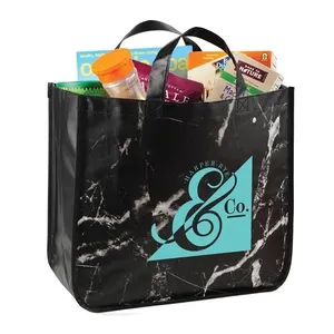 Trendy Gelamineerd Non-woven Tote Zwart Marmer Boodschappentas