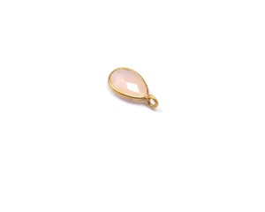 Bisel de Calcedonia Rosa chapado en oro, conector bohemio hecho a mano, alambre de piedras preciosas envuelto, hallazgos de joyería de piedra natal de latón Natural - Product Image 3